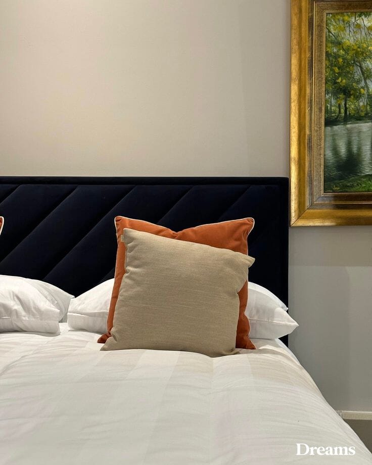 Jay Velvet-Finish Upholstered Ottoman Bed in Navy