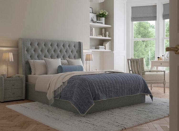 Deacon Upholstered Ottoman Bed Frame in Grey