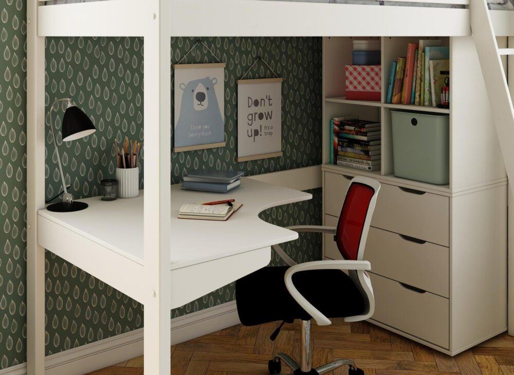 Anderson Kids Wooden High Sleeper with Storage & Desk