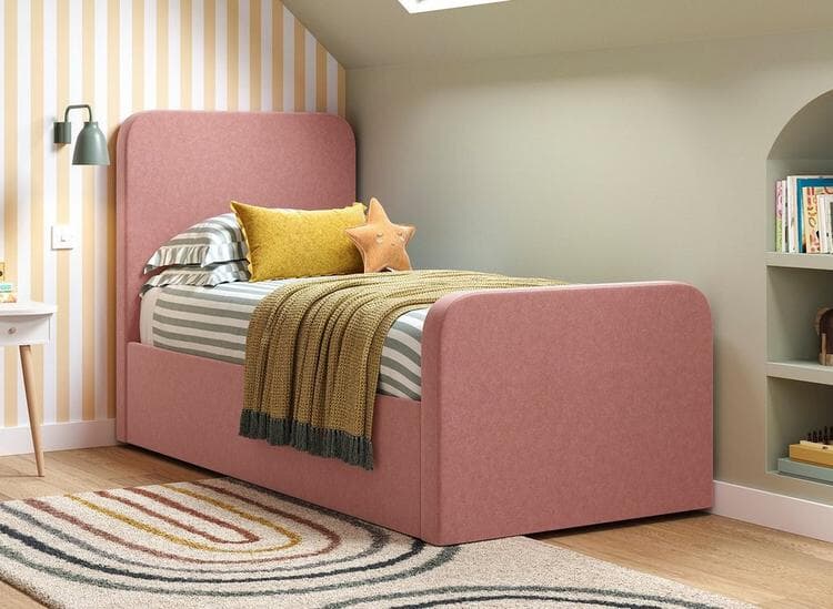 Margot Kids Upholstered Pink Bed Frame with Storage - Girls bedroom design
