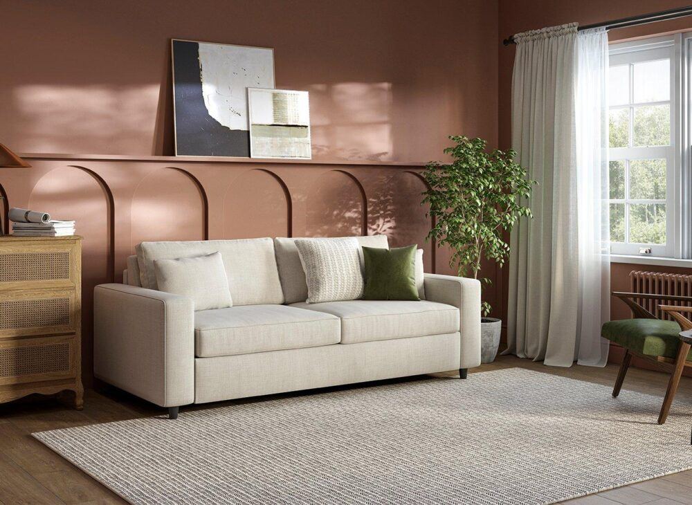 Elba 3-Seater Pull-Out Sofa Bed in Cream - Trending Bedroom Colour Ideas